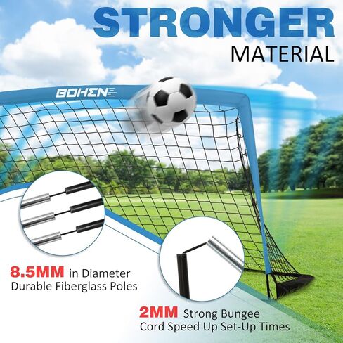 BOHEN 5x3ft Portable Soccer Goal for Kids Backyard with Carry Bag - Easy Folding Lightweight Fun for Outdoor Indoor Training Games for Teen Youth Adult in Kuwait
