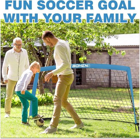 BOHEN 5x3ft Portable Soccer Goal for Kids Backyard with Carry Bag - Easy Folding Lightweight Fun for Outdoor Indoor Training Games for Teen Youth Adult in Kuwait