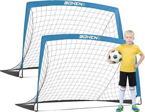 BOHEN 5x3ft Portable Soccer Goal for Kids Backyard with Carry Bag - Easy Folding Lightweight Fun for Outdoor Indoor Training Games for Teen Youth Adult in Kuwait