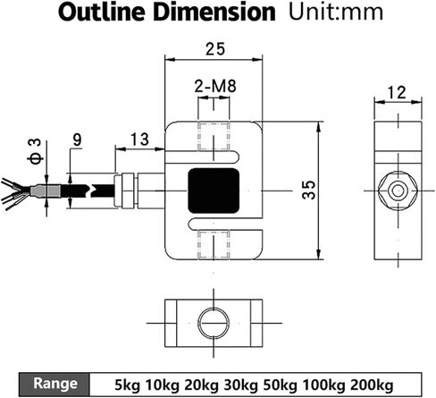 DYLY-107 Decent 10kg 20kg 50kg 100kg 200kg high Accuracy Mini Size Stainless Steel Tension Compression Pressure Sensor(5kg) in Saudi Arabia