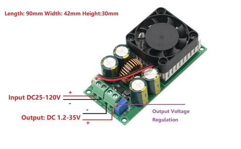 DC 25-120V إلى DC 1.2-35V 10A وحدة تزويد الطاقة المنظمة القابلة للتعديل القابلة للتعديل in Kuwait