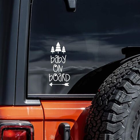 Baby on Board Arrow Trees Decal Vinyl Sticker Auto Car Truck Wall Laptop | White| 3" x 6.5" in Saudi Arabia