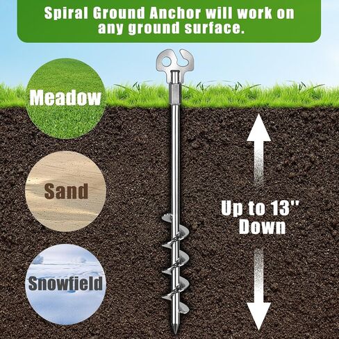 SELEWARE 4 Pack Trampoline Stakes Heavy Duty Ground Anchors High Wind Trampoline Stakes Anchors Spiral Earth Anchors for Secure Animals Trampolines Tents Shed Swing Set Mobile Homes Carport in Saudi Arabia