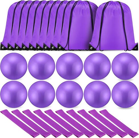Soulchen 30 PCS Exercise Pilates Ball 9 Inch with الأكياس مقاومة نطاقات 25-30 رطل للعمل معدات التمارين الرياضية المحددة لاستقرار اليوغا Barre التدريب على الموقف الجسدي الجيم in Kuwait