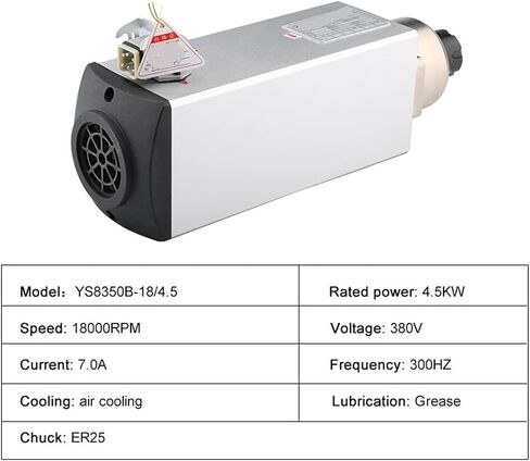 4.5kw محرك مغزل مطول بالهواء ER25 220V 380V فوهة المقبس 18000 دورة في الدقيقة (4.5kw 380v) in Saudi Arabia