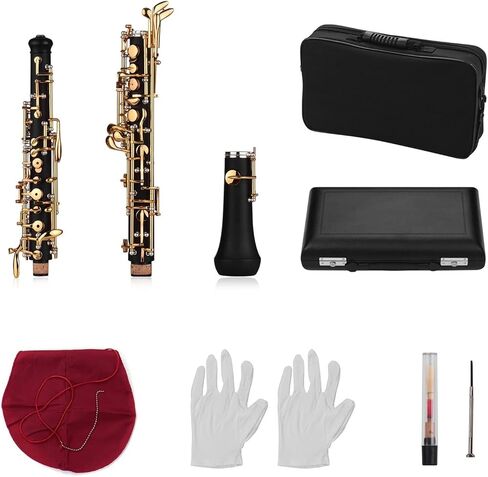 Keshuo Professional Oboe C Key مع قفازات القفازات القفازات القفازات المحفوظة بحركة تنظيف القماش (اللون: مطلي بالنيكل) in Kuwait