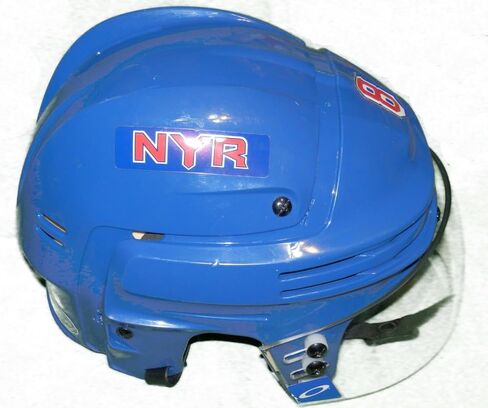 KEVIN KLEIN GAME USED NY RANGERS BLUE #8 HELMET NHL 100th ANNIV LOGO STEINER COA - NHL Game Used in Saudi Arabia
