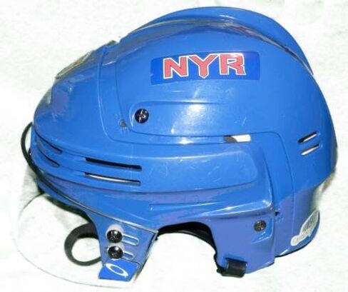 KEVIN KLEIN GAME USED NY RANGERS BLUE #8 HELMET NHL 100th ANNIV LOGO STEINER COA - NHL Game Used in Saudi Arabia