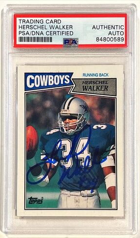 1987 Topps Herschel Walker Dallas Cowboys وقعت بطاقة RC Rokie 264 PSA/DNA - بطاقات الصاعد الموقعة من كرة القدم in Saudi Arabia