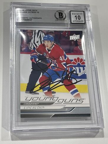 Lane Hutson Signed 2024/25 Upper Deck UD Young Guns Card Slabbed Beckett IP a - Hockey Slabbed Autographed Rookie Cards in Saudi Arabia
