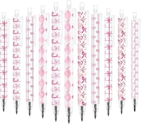 36 Pcs Preppy Pink Coquette Bow Tie Pencils Preppy Girly Stuff 6 Styles Aesthetic Retractable Pencils Back to School Office Supplies Gift for Daughter Student Teacher Classroom Awards in Saudi Arabia