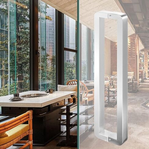 مقبض شريط سحب الدفع الحديثة ، مقبض دفع باب مطعم تجاري للباب الزجاجي ، 12 16 18 20 28 32 36 40 50 60 70 بوصة مقبض الباب المنزلق ، الفضة (الحجم: طويل 1025 مم/40.3) in Kuwait