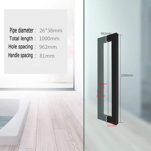 Barn Door Sliding Door Handle Black Heavy Duty Stainless Steel Square Tube Commercial Push-Pull Door Handle/Glass Door Handle/Barn Door Pull Handle - 6 Lengths (Size : Length 800mm/31.5inch) in Saudi Arabia