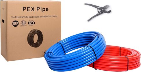 EFIELD 1/2 inch 2 x100 ft Pex-b Pipe/Tubing (NSF Certified) Blue & Red 200 ft Length for Potable Water, for Hot/Cold Water, Plumbing Applications with Free Cutter,(AB-2) in Saudi Arabia