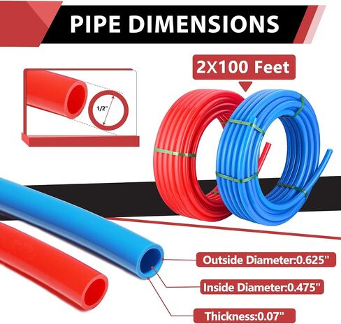 EFIELD 1/2 inch 2 x100 ft Pex-b Pipe/Tubing (NSF Certified) Blue & Red 200 ft Length for Potable Water, for Hot/Cold Water, Plumbing Applications with Free Cutter,(AB-2) in Saudi Arabia
