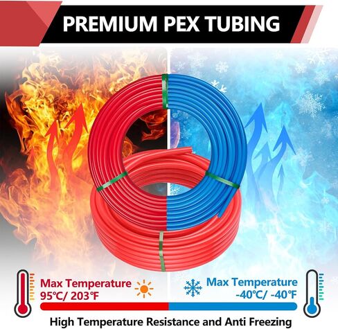 EFIELD 1/2 inch 2 x100 ft Pex-b Pipe/Tubing (NSF Certified) Blue & Red 200 ft Length for Potable Water, for Hot/Cold Water, Plumbing Applications with Free Cutter,(AB-2) in Saudi Arabia