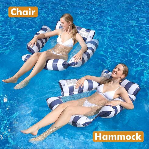 3PCS Inflatable Pool Float Chair Lounge for Adults and Kids Floating Summer Water Fun (Navy Blue+Light Blue+Pink) in Saudi Arabia