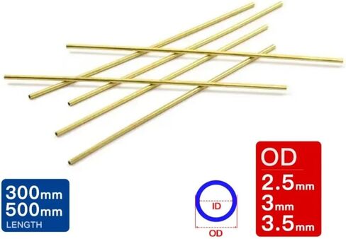 8pcs 500mm length Brass tube OD 2.5mm 3mm 3.5mm OD 2.5mm 3mm 3.5mm Hollow straight round Thin piping(3.5 x 3mm) in Kuwait