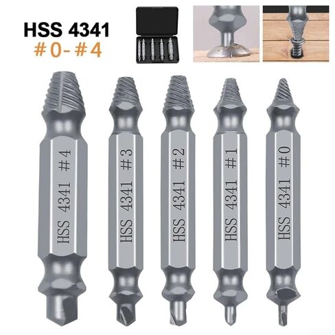 5PCS Broken Bolt Removal Kit, Effective Screw Extractors for Rusty and Stuck Screws, Long Lasting High Speed Steel Tools in Saudi Arabia