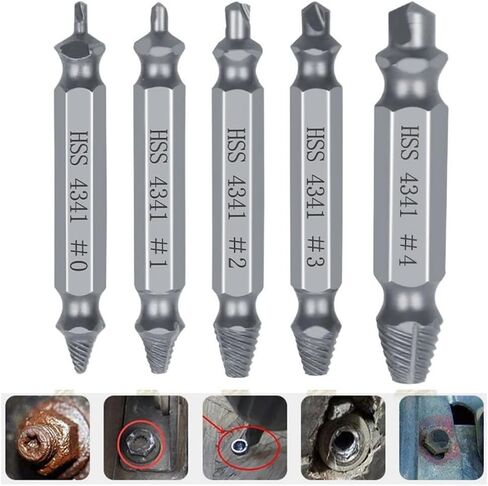 5PCS Broken Bolt Removal Kit, Effective Screw Extractors for Rusty and Stuck Screws, Long Lasting High Speed Steel Tools in Saudi Arabia