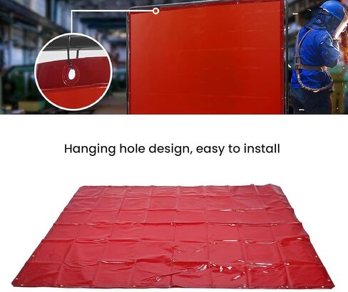 Welding Curtain 5.71x7.68FT Welding Curtain 6 Levels Guard Hanging Type Flame Retardant Welding Screen for Workshop Industrial Use Red in Saudi Arabia