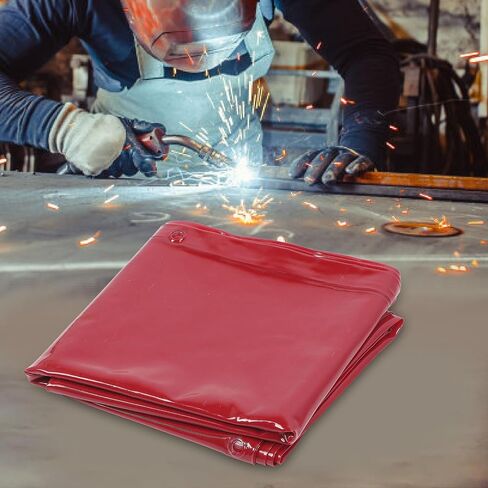Welding Curtain 5.71x7.68FT Welding Curtain 6 Levels Guard Hanging Type Flame Retardant Welding Screen for Workshop Industrial Use Red in Saudi Arabia