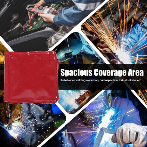 Welding Curtain 5.71x7.68FT Welding Curtain 6 Levels Guard Hanging Type Flame Retardant Welding Screen for Workshop Industrial Use Red in Saudi Arabia