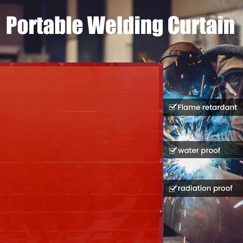 Welding Curtain 5.71x7.68FT Welding Curtain 6 Levels Guard Hanging Type Flame Retardant Welding Screen for Workshop Industrial Use Red in Saudi Arabia