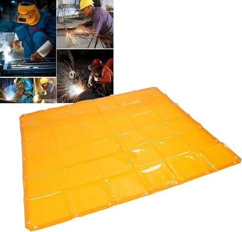 Curtain Wall Welding Curtain Screen 5.7x5.7FT Flame Retardant 6 Grade Proof Welding Guard Screen Orange in Saudi Arabia