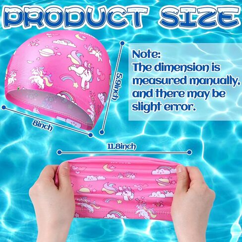 6 Pcs Kids Swim Caps Rainbow Horse Unicorn & Mermaid Design Ear Cover for Toddler Girls Boys Age 2-12 Bathing Hats in Saudi Arabia