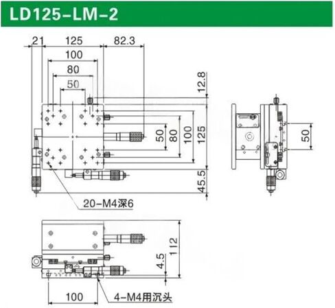 XYZ Axis Trimming Manual Displacement Platform Linear Stage Sliding Table 125 * 125mm XYZ125LM-2 147N Double Cross Rail in Saudi Arabia