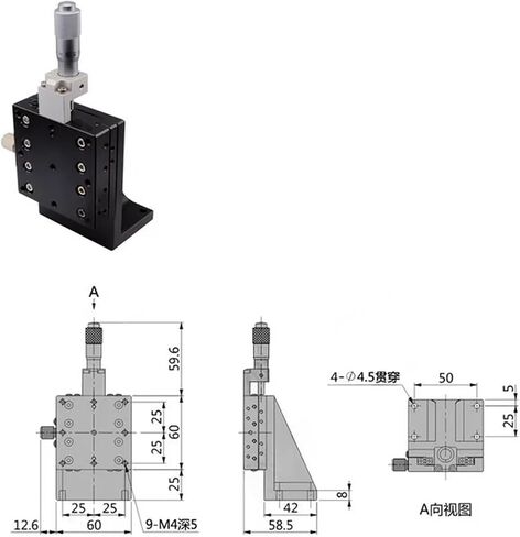 Z Axis 60 * 60mm 2.4" Manual Displacement Vertical Fine Tuning Platform Cross Roller Guide Linear Stage Sliding Table LV60 in Saudi Arabia