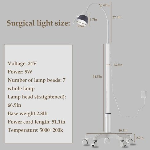 الفحص الجراحي مصباح مصباح مصباح 5W/12W مصباح الفحص الطبي ، ث/عجلات عالمية ظلال Mobile Shadow أقل مرونة في امتحان LED in Saudi Arabia