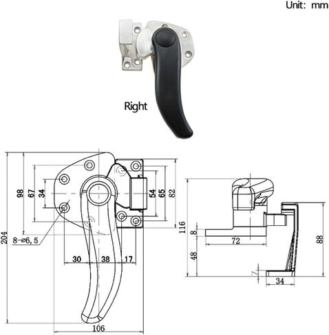 Stainless Steel Industrial Heavy Engineering Convex Door S-Shaped Rotating Sealed Door Handle 1Pcs(Right) in Saudi Arabia