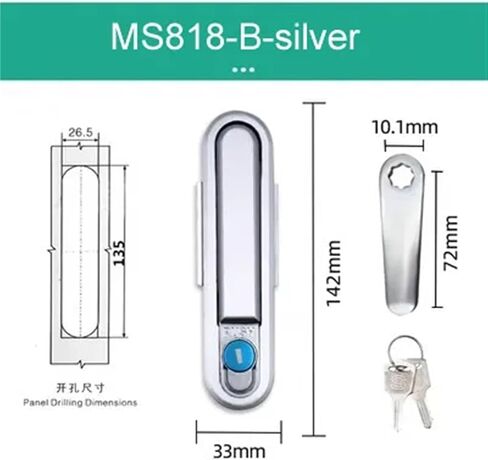 Black Silver Square Plane Lock MS818 Distribution Box Cabinet Door Locks Lock 1Pcs(A Black) in Saudi Arabia