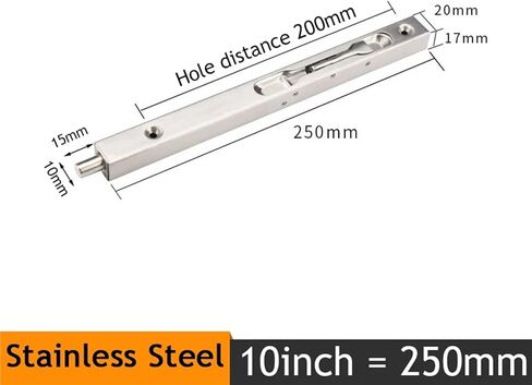 4/6/8/10 Inch Stainless Steel Hidden Door Bolt Security Guard Door Latch Sliding Door Lock 1Pcs(Green Bronze 10inch) in Saudi Arabia