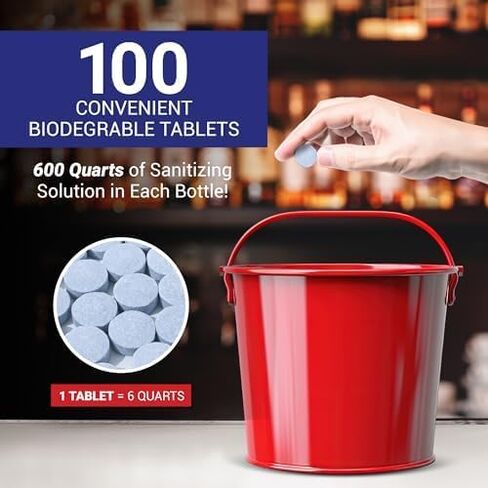 Sanitizing Tablets for Bar Glassware – Superior Rinse Aid - Hand Washing Bar, Tavern, Brewery Supplies - Spotless Serving Glasses - 3 Pack 300 Tablets/ 1,800 Quarts Sanitizing Solution in Saudi Arabia