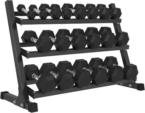 Mikolo Dummbell مجموعات مع رف ، dumbbells السداسية المطاطية ، وخيارات متعددة في 160/200/380/450/550 رطل ، أوزان اليد مع مقبض الكروم لتدريب القوة in Kuwait