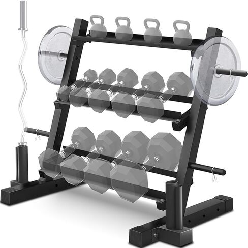 1200LBS Dumbbell Rack- Adjustable 3 Tier Weight Rack for Home Gym Dumbbells, Multilevel Free Weight Organizer Stand for Home Gym Fitness,Weight Plates,Kettlebell rack(Dumbbell Rack Stand Only) in Saudi Arabia