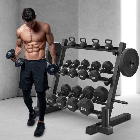 1200LBS Dumbbell Rack- Adjustable 3 Tier Weight Rack for Home Gym Dumbbells, Multilevel Free Weight Organizer Stand for Home Gym Fitness,Weight Plates,Kettlebell rack(Dumbbell Rack Stand Only) in Saudi Arabia