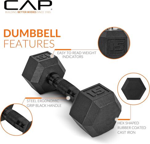 CAP Barbell 150 LB Coated Hex Dumbbell Weight Set with Vertical Rack | Multiple Options in Saudi Arabia