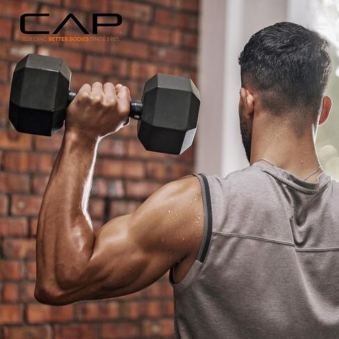 CAP Barbell 150 LB Coated Hex Dumbbell Weight Set with Vertical Rack | Multiple Options in Saudi Arabia