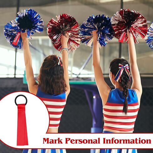 VAIPI 24 PCS CHEERLEADER POM POMS علامات التشجيع اسم العلامات العتاب علامات التروس فارغة تسميات اسم الشريط لحقائب سفراء مفاتيح حقيبة الظهر (أبيض) in Kuwait