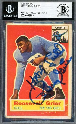 وقعت Rosey Grier Beckett Bas 1956 Topps Rookie Autograph - بطاقات صاعد موقعة من كرة القدم in Kuwait