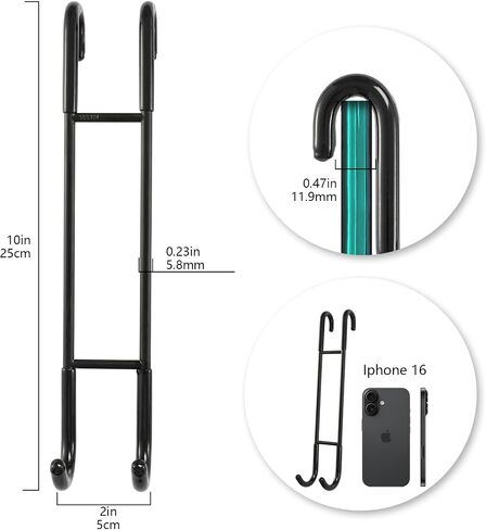 NINETREX Shower Door Hooks,Over Glass Door Hooks for Bathrooms Frameless Glass,Heavy Duty SUS 304 Stainless Steel Hook for Towels,Squeegee,Loofah,Shaver,Robe,2 Pack,Black,10Inch in Saudi Arabia