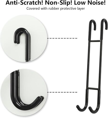 NINETREX Shower Door Hooks,Over Glass Door Hooks for Bathrooms Frameless Glass,Heavy Duty SUS 304 Stainless Steel Hook for Towels,Squeegee,Loofah,Shaver,Robe,2 Pack,Black,10Inch in Saudi Arabia