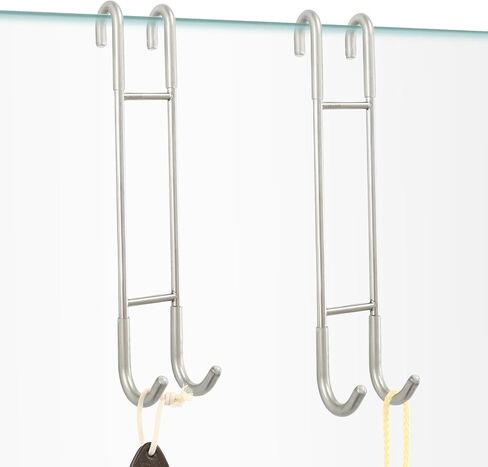 NINETREX Shower Door Hooks,Over Glass Door Hooks for Bathrooms Frameless Glass,Heavy Duty SUS 304 Stainless Steel Hook for Towels,Squeegee,Loofah,Shaver,Robe,2 Pack,Black,10Inch in Saudi Arabia