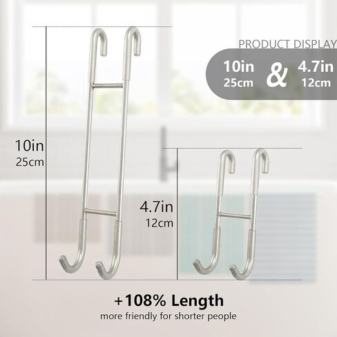NINETREX Shower Door Hooks,Over Glass Door Hooks for Bathrooms Frameless Glass,Heavy Duty SUS 304 Stainless Steel Hook for Towels,Squeegee,Loofah,Shaver,Robe,2 Pack,Black,10Inch in Saudi Arabia