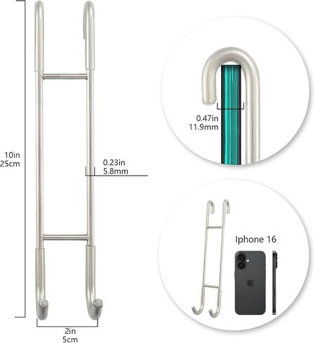 NINETREX Shower Door Hooks,Over Glass Door Hooks for Bathrooms Frameless Glass,Heavy Duty SUS 304 Stainless Steel Hook for Towels,Squeegee,Loofah,Shaver,Robe,2 Pack,Black,10Inch in Saudi Arabia