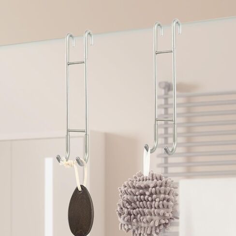 NINETREX Shower Door Hooks,Over Glass Door Hooks for Bathrooms Frameless Glass,Heavy Duty SUS 304 Stainless Steel Hook for Towels,Squeegee,Loofah,Shaver,Robe,2 Pack,Black,10Inch in Saudi Arabia